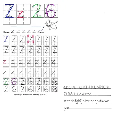 Sight Letter Z and Review 1 drawing