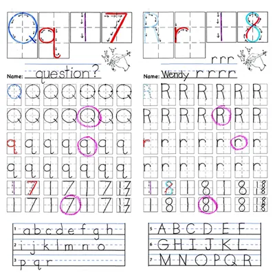 Sight Letters Q and R drawing